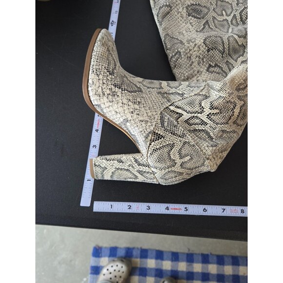 Express Womens Vegan Leather Stovepipe Knee High Boots Heels Size 6 Sexy Date - Picture 8 of 11